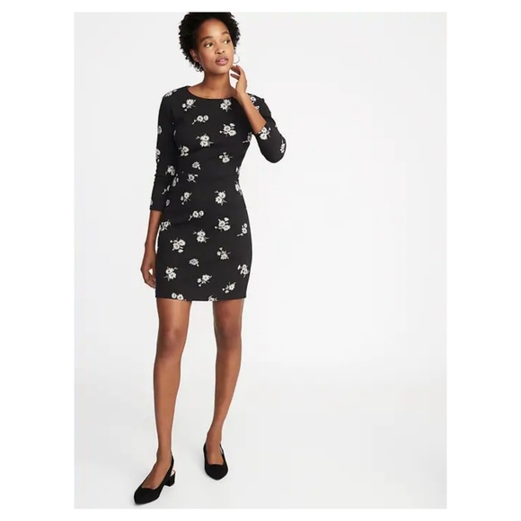 Patterned Ponte-Knit Sheath Dress Med - Picture 1 of 7